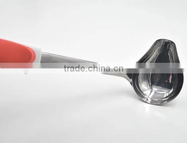 Novel design TPR handle FDA LFGB Grade stainless steel gravy sauce ladle
