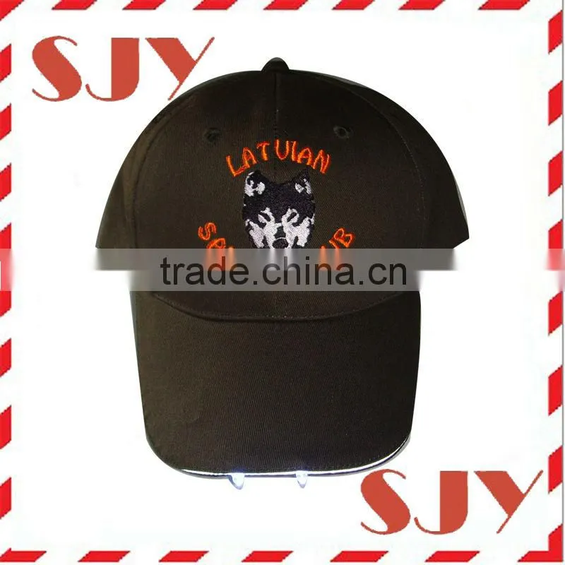 Low profile light weight cotton flashing led light baseball cap