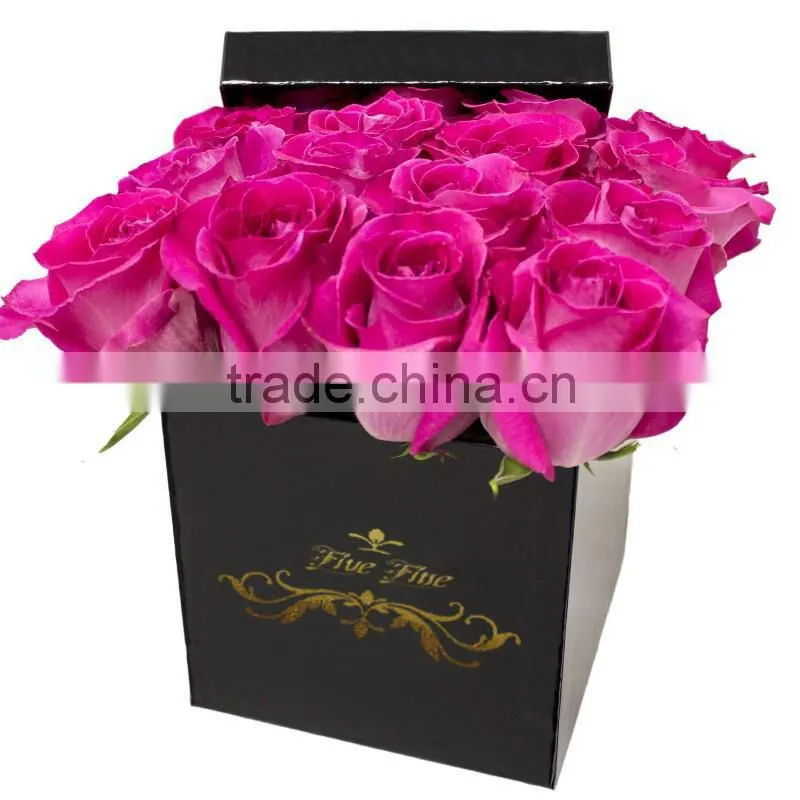 Elegant Black Paper Flower Box with gold Logo