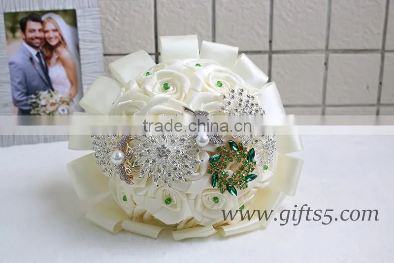 Custom Beaded Bouquet Jeweled Flower Bridesmaids Bouquet in handmade