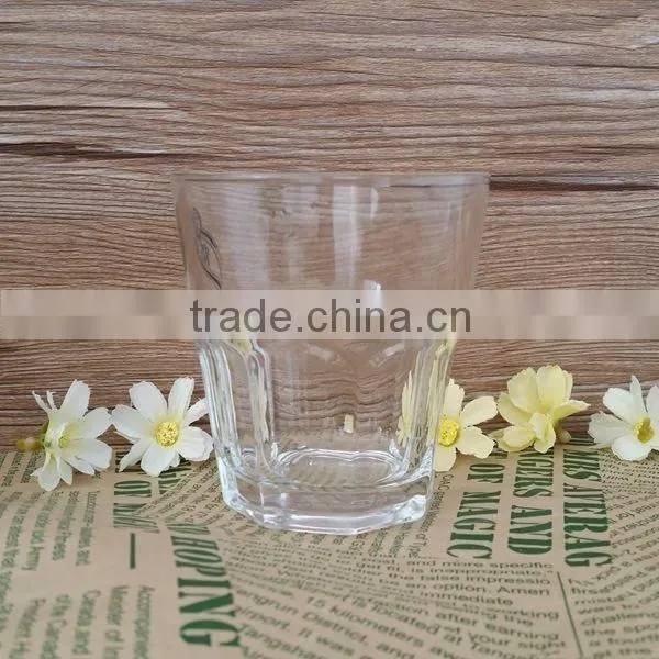 Clear egg shape glass tumbler with 400ML capacity and color bottom