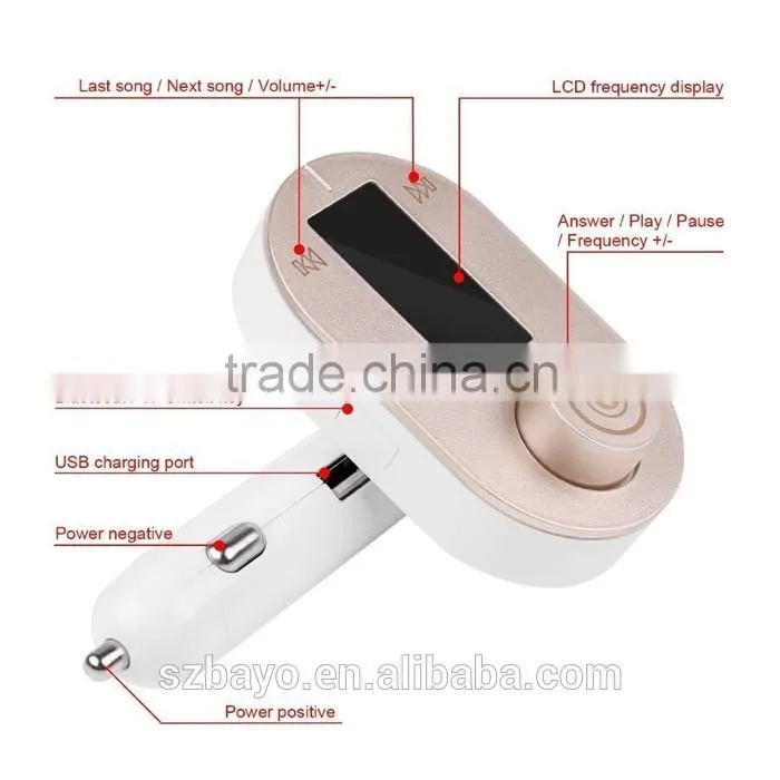 golden bluetooth car fm transmitter for iphone samsung HTC XIAOMI