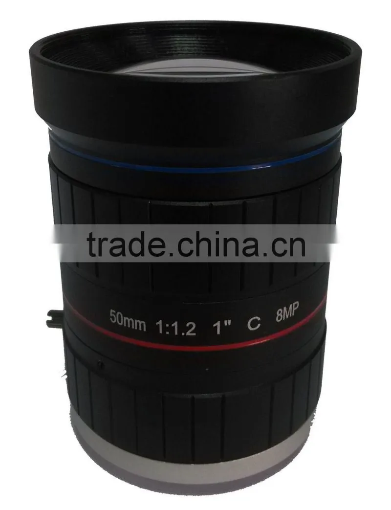 8.0 Mega Pixel Focal length 50mm F1.2 Manual iris C mount cctv Lens traffic monitoring Lens for secure eye cctv cameras