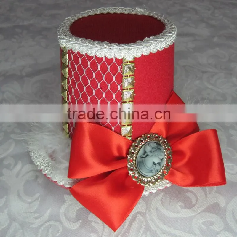 MYLOVE Black red colors bow felt hat with 2 clips wholesale MLGM013