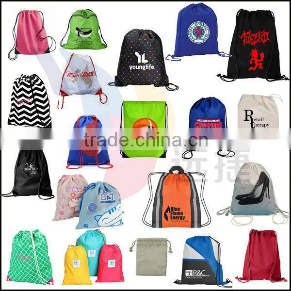 promotional 420D 210D Polyester Drawstring Bag with customzied logo printed