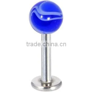 Blue acrylic marble lip rings body piercing jewelry