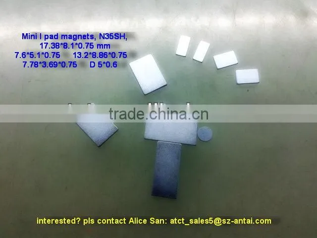 Sintered rare eath Mini I Pad neodymium magnet N35SH