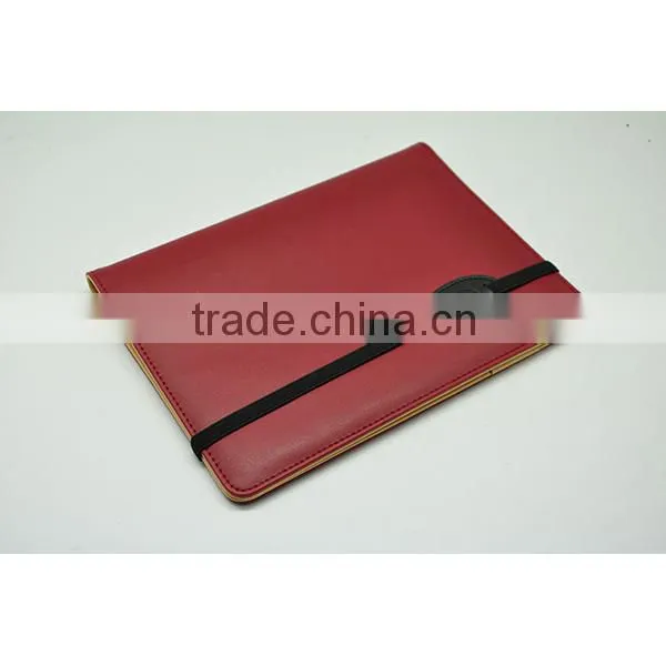 PU leather cut notebook covers with embossed logo and elastic band closure