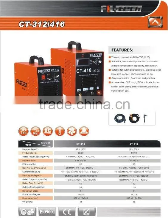 Air Plasma cutting machine/air plasma cutter /air plasma cutting machineCT Welding machine DC (CT-312/416)