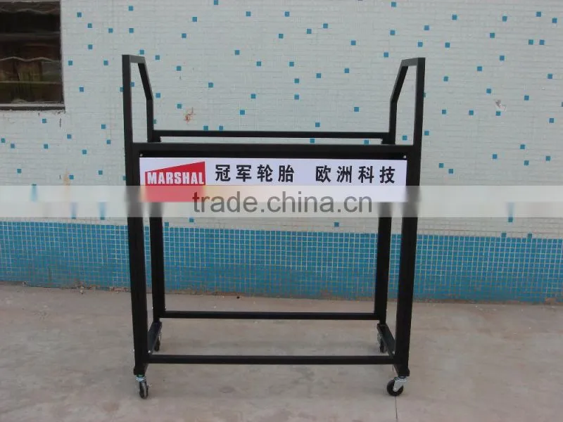 Tyre display rack/heavy duty 2 tier metal wheel rim display rack/ring display stand
