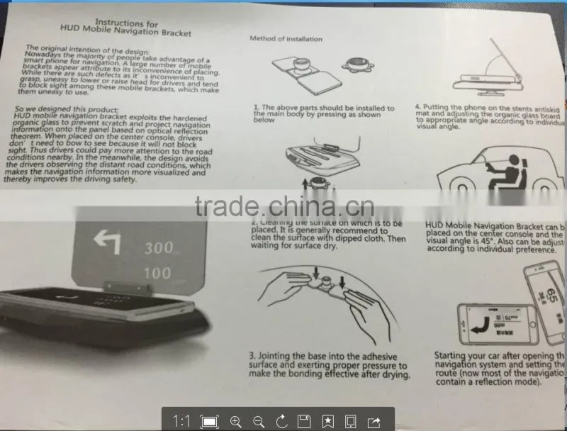 Wholesale Head Up Display, Car HUD Phone GPS Navigation Image Reflector, Cell phone Holder Mount