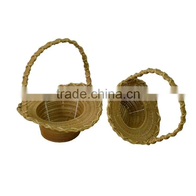Food grade plastic wicker flower girl basket decorative empty gift basket