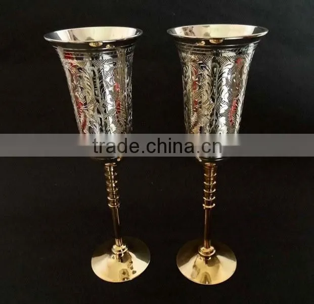 Promotional gift, corporate gift, beautiful wedding gift gold plated brass bowl spoon set