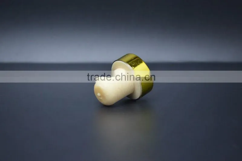 Shiny gold aluminum cap with synthestic cork wholesale cork stopper
