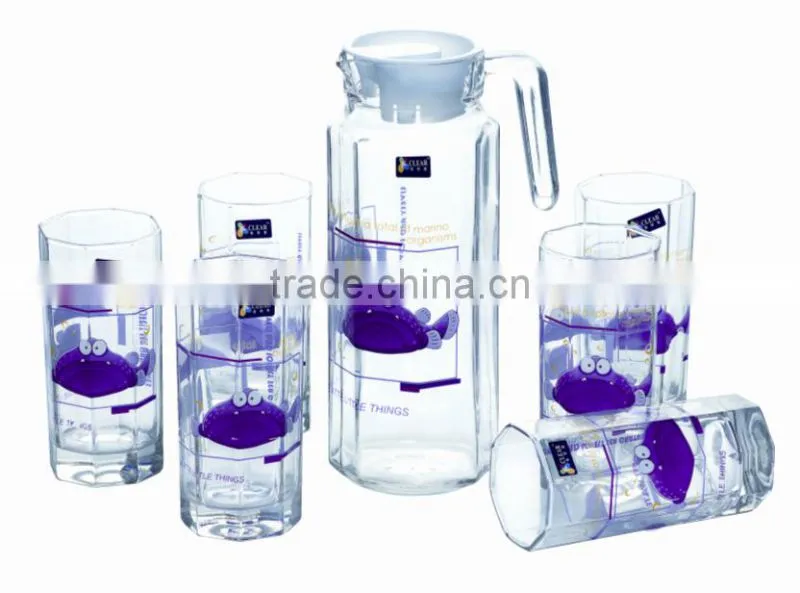 New design glass water jug set Wholesale 7 pcs glass water set