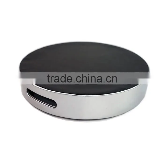 Round Silver Faux Leather Tray For Home/Office