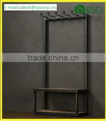 Clothes Hanging Cloth Garment Rack Stand Vintage Stand Closet Shelf Storage Garment Bedroom Clothing Rack with Shoe Storage