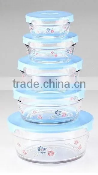 durable transparent glass food storage bowl
