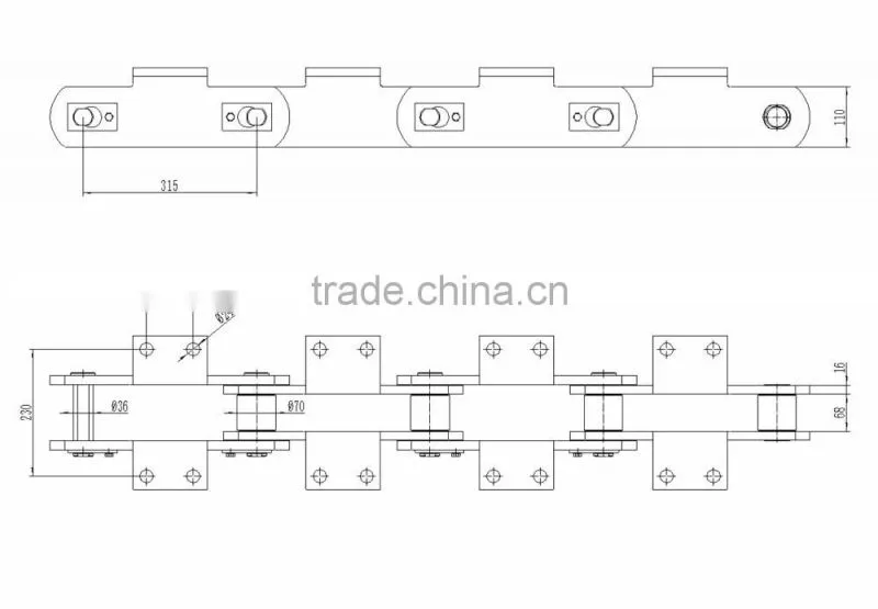 LBW OEM Manufacturing Large Size cranked link chain nonstandard conveyor chain