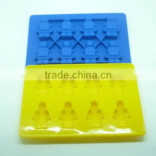 FDA 8 cavities silicone robot ice tray blue and yellow ice cube tray