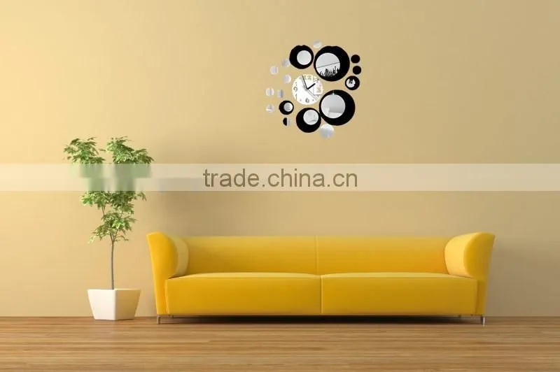 Latest decorative wall mirror clock sticker for home decoration, clockwall stickers,sitting room fashion mirror wall stickers