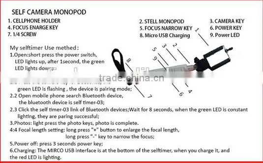 2014 hot sale bluetooth remote control self-timer.wireless bluetooth remote control self-timer.wireless mobile phone monopod