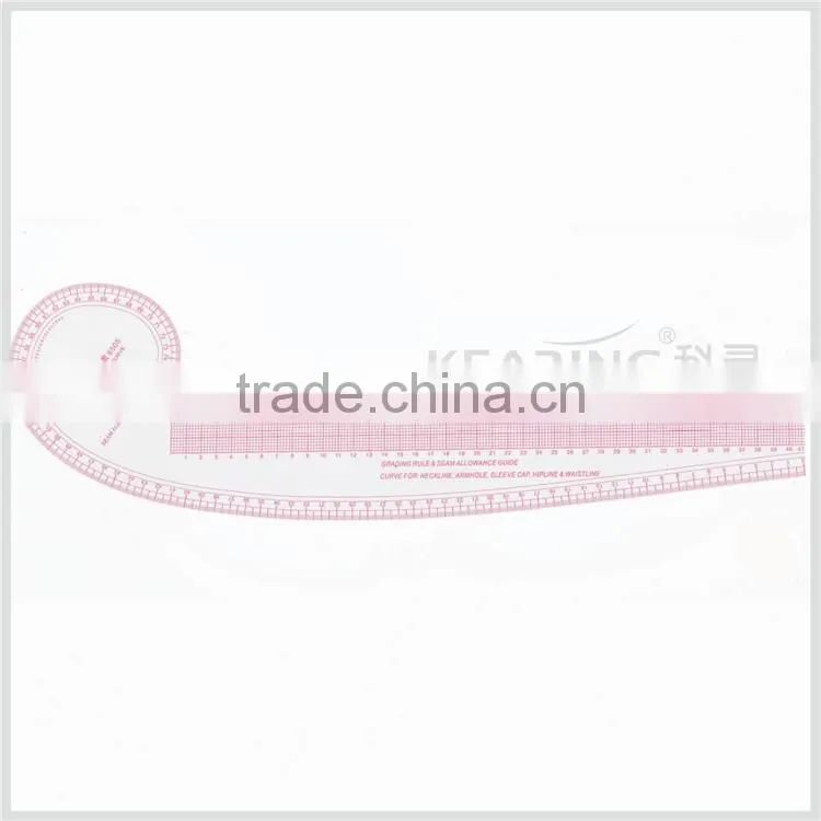Kearing Chinese Manufacture Multi Use Pattern Grading Ruler Plastic Rulers with protractor B75