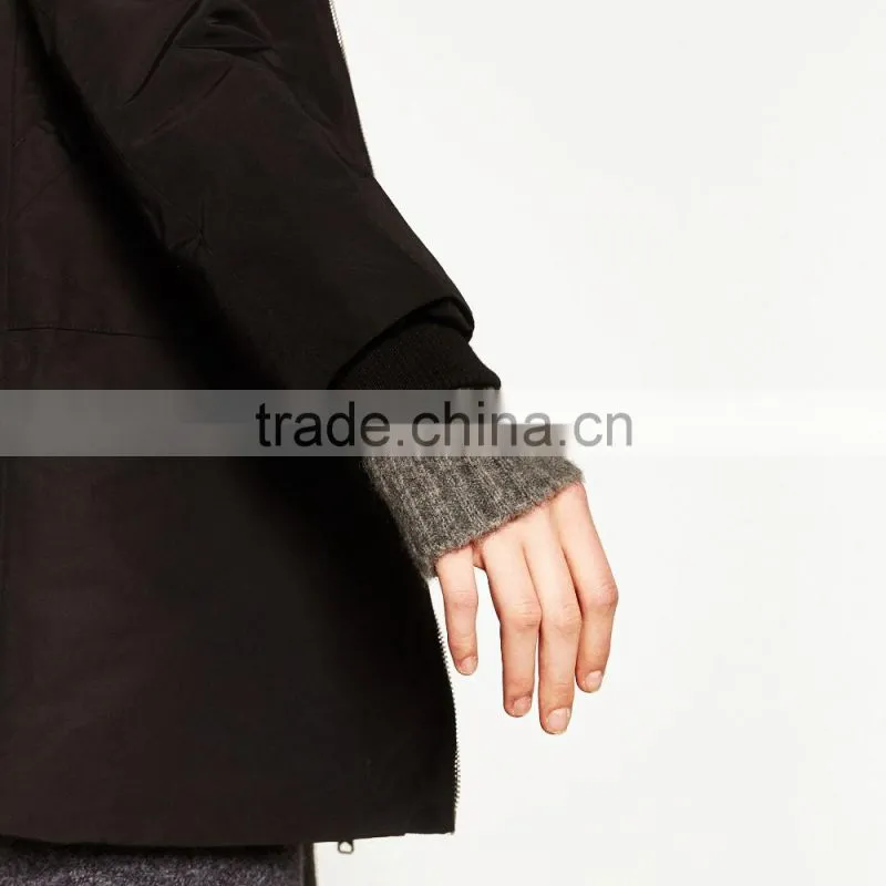 High quality fashion black parka italian fur coats for lady