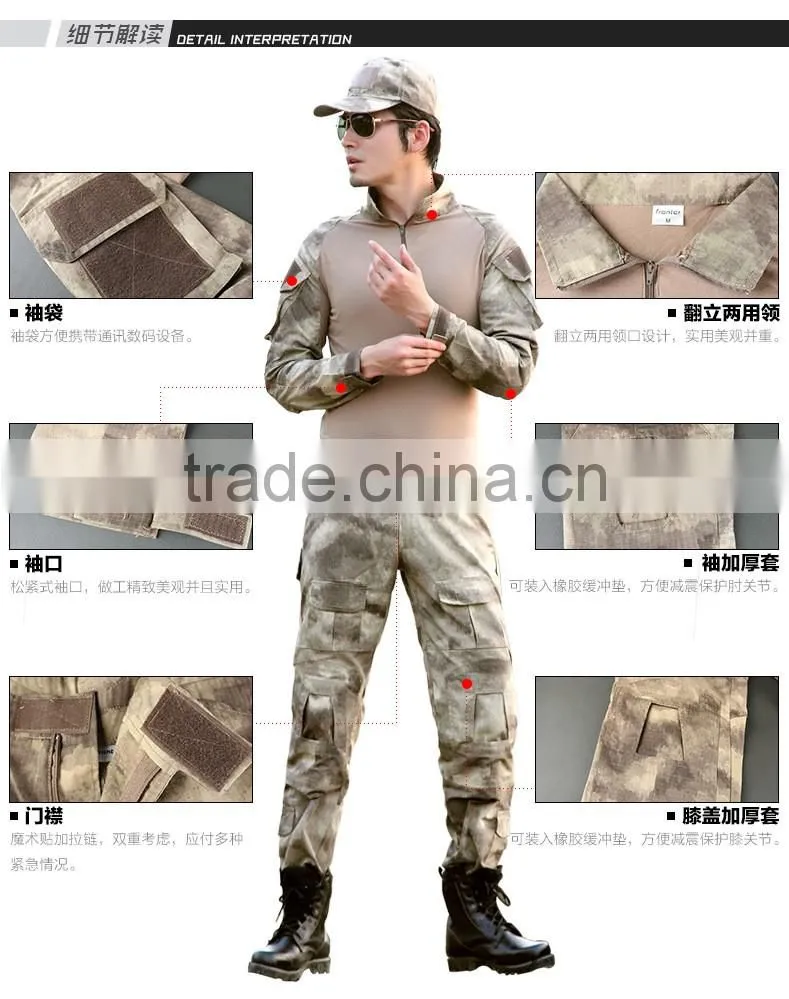 Outdoor Military Uniforms A-TACS FG Camouflage Clothing Multi color Frog Battle Suit Tactical Suit