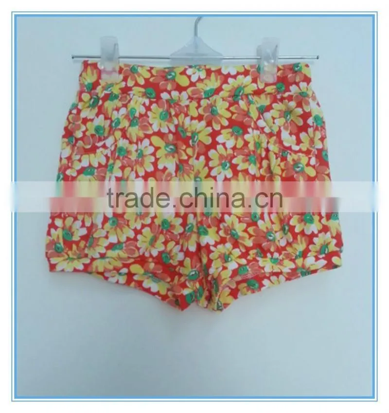 OEM factory price super comfortable 100%cotton fabric children girl's pants Stretch colorful pants flower printed pants trousers