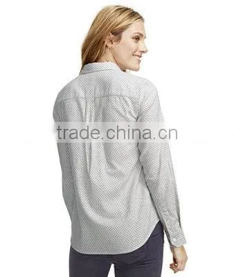 2015 Signature Lightweight Flannel Shirt, Dot blouse for girls tunics for women cotton formal dresses