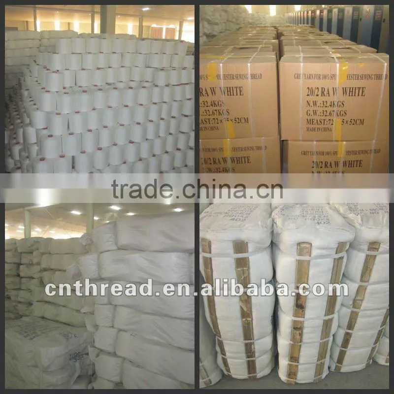raw white 100% polyester sewing thread
