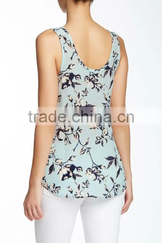 New Arrival Designer Casual Floral Tight Silk Tank Top