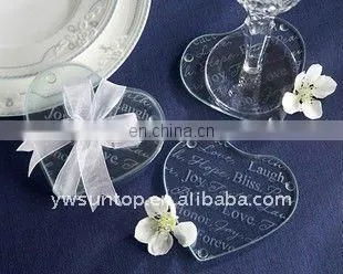 heart shaped clear glass coaster souvenirs wedding giveaway return gift
