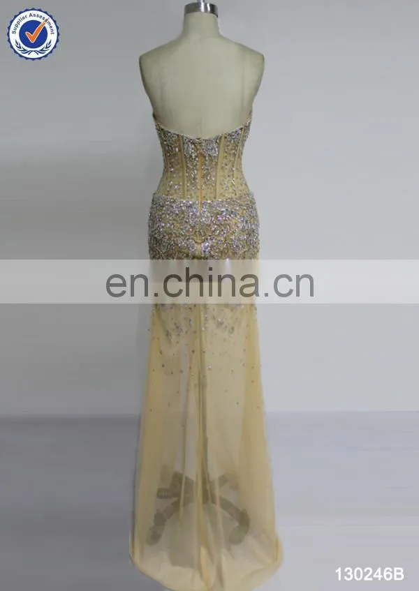 stunning sheer crystal beaded side split unique prom dresses for night party