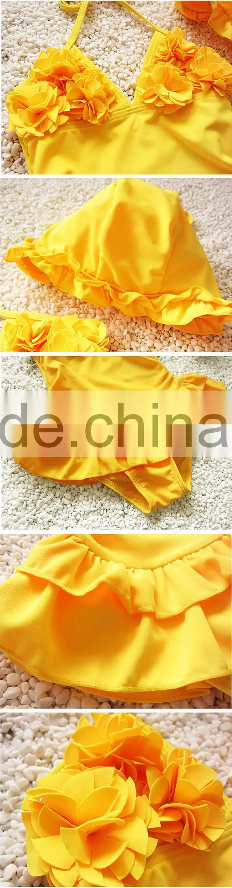 Summer Kids Girls Swimwear Yellow Sexy Swimwear for Kids Price Low