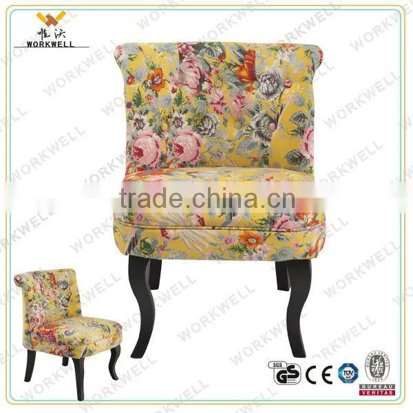 WorkWell upholstered wood and classic children flower fabric sofa Kw-D4220