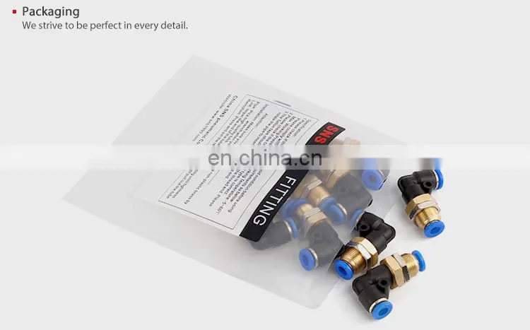 SNS SPLM Series Elbow Bulkhead Push In Connect Fitting Pipe Tube Union Quick Connector