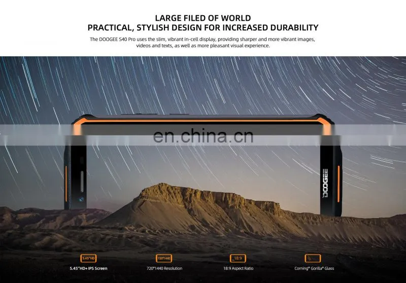Wholesale DOOGEE S40 Pro Smartphone 5.45'' HD+ IPS Screen 4GB+64GB 13MP+2MP Rear Camera 4650mAh Large Battery Android 10.0