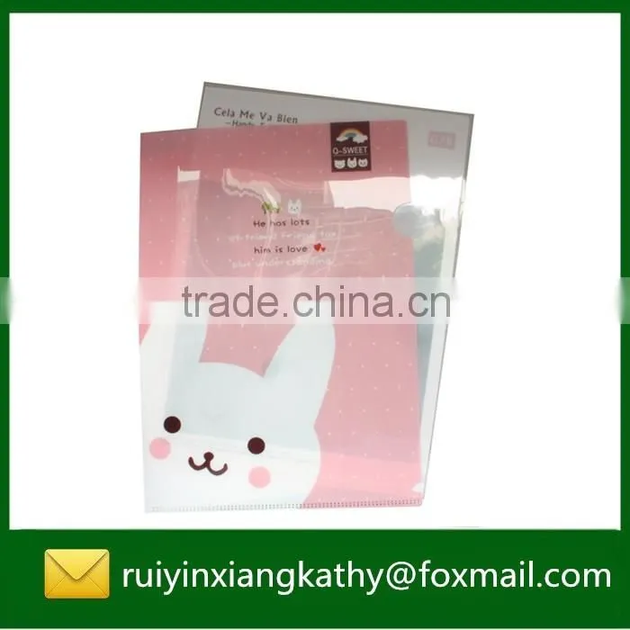 Waterproof PP kids stationery cute printing L shape folder