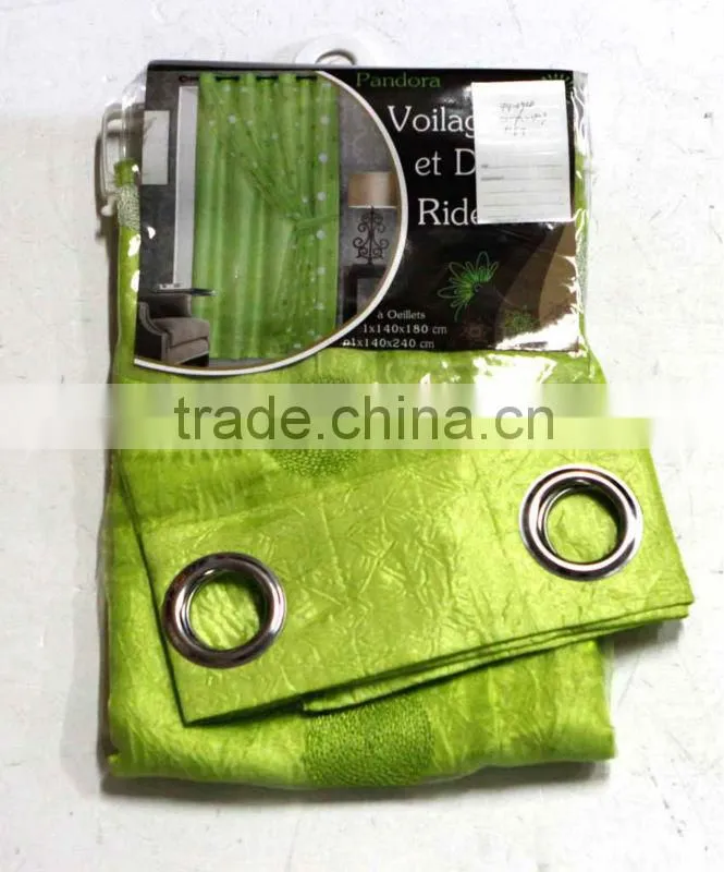 Two Layer Embroidery Lace Curtain Fabric With Organza Curtain