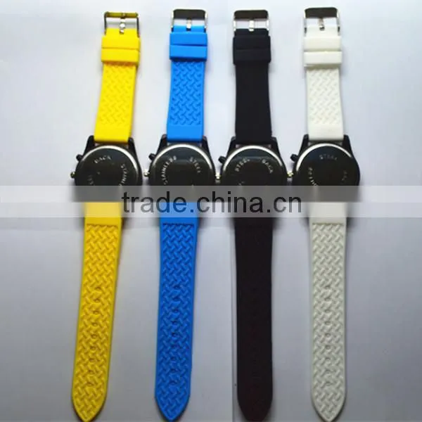 japanese quartz movement watches waterproof 3 atm, white silicone strap