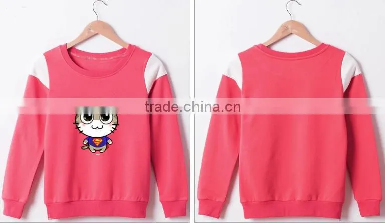 The new 2015 spring autumn printed cartoon Rumpus Cat women hoodie/cheap tracksuits sports wear/wholesale crewneck sweatshirt