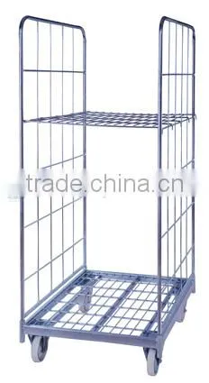Luggage Hotel Logistic Storage Fold Wire Mesh 4 Sided Roll Cage