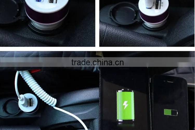 2016 New arrival customize Colorful Aluminum Ring mini Universal car charger , single / dual usb car charger for mobile phone