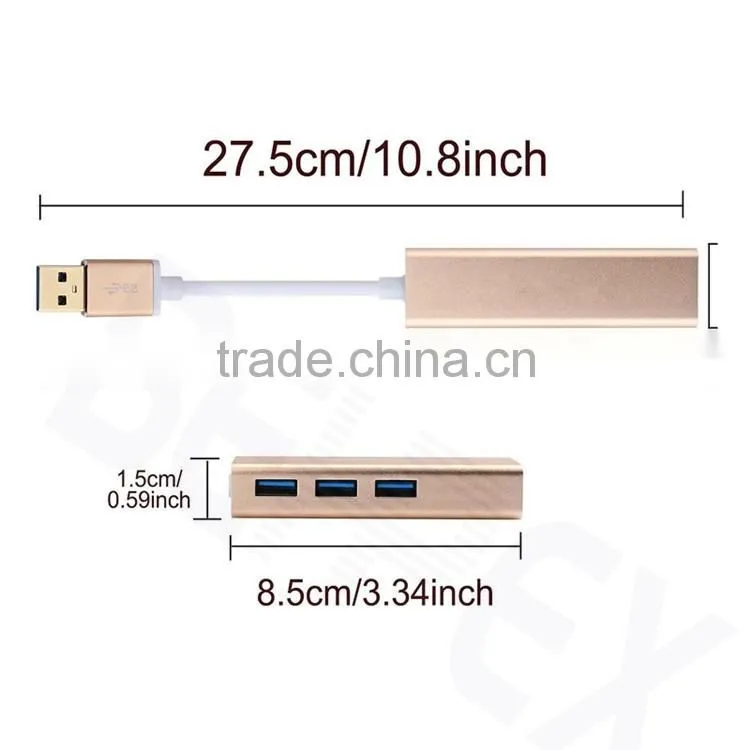 High Quality USB 3.0 Hub Ports with RJ45 Cable Adapter