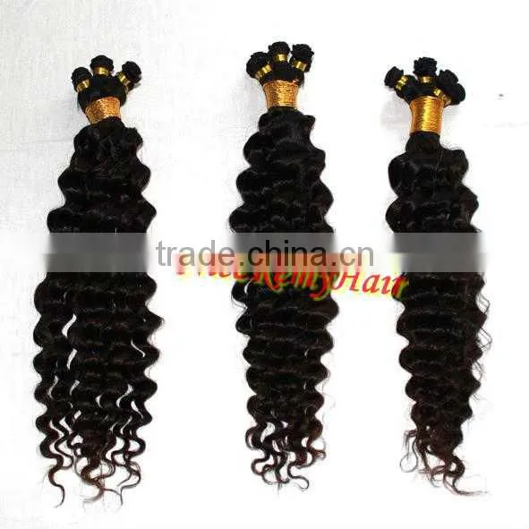 hand tied weft blonde curly remy weft hair extension body wave 100% human hair