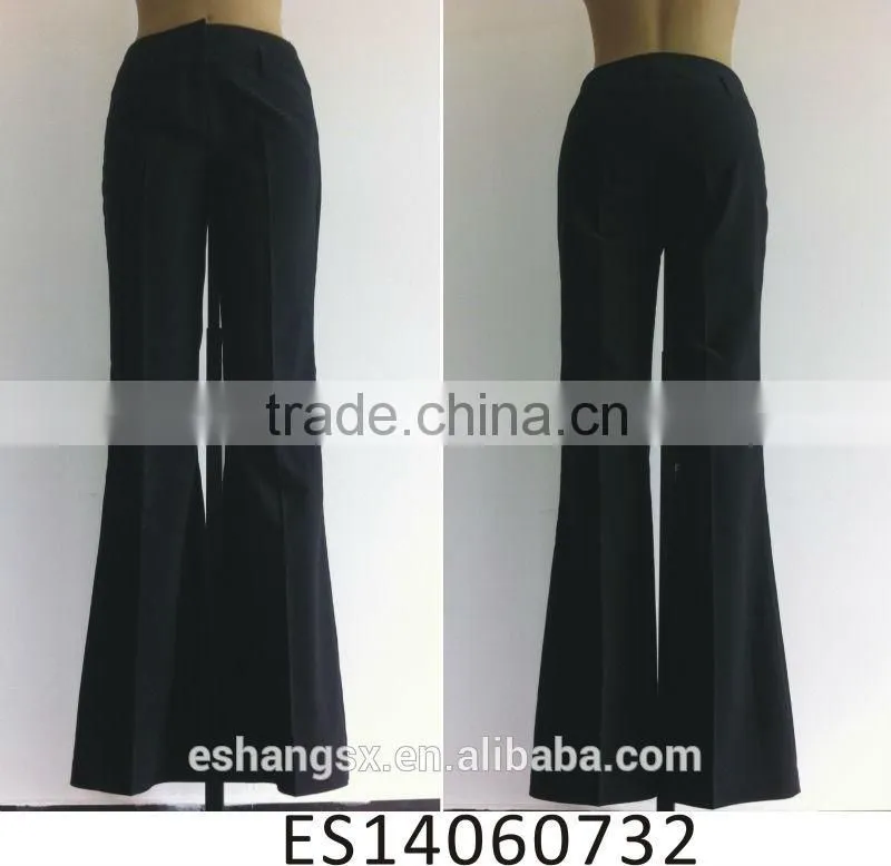 Ladies fashion design black formal flared pants