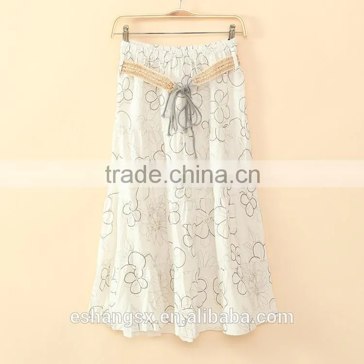 Ladies Bohemian style long linen printed dress