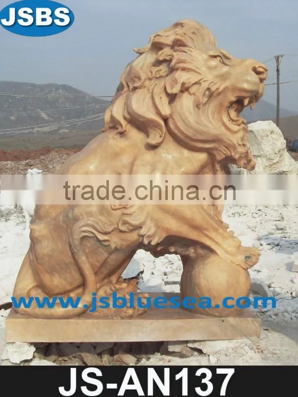 White marble sleeping lion statue